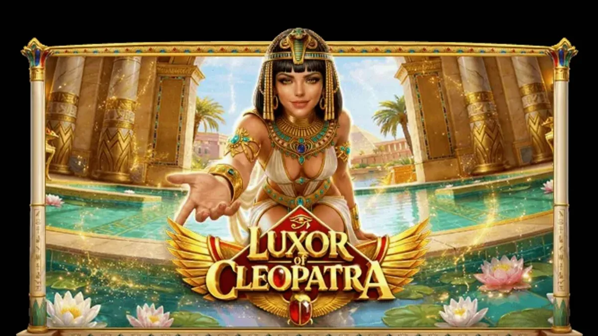 Tampilan visual slot Luxor of Cleopatra dengan latar belakang istana Mesir yang mewah